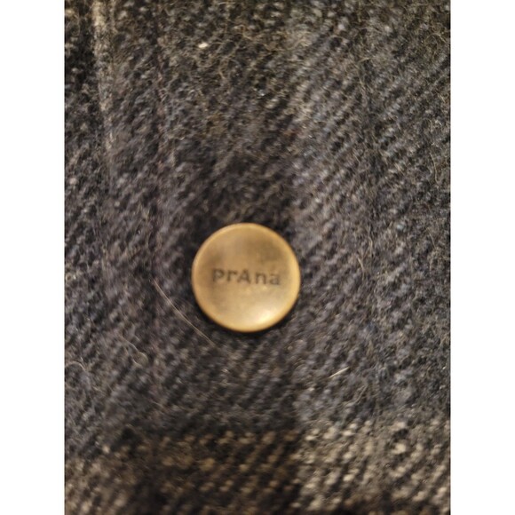 New prAna Men Asgard Hooded Flannel Shirt Jacket Wool Blend Shacket MED Charcoal - Picture 10 of 11